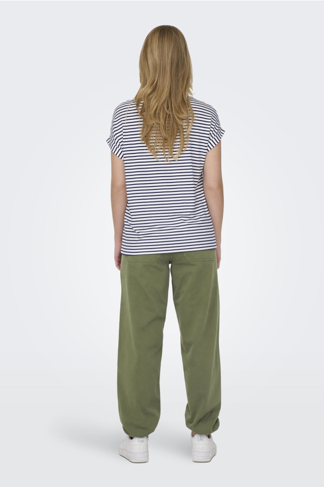 ONLMOSTER STRIPE S/S O-NECK TOP JRS 15206243 CLOUD DANCER